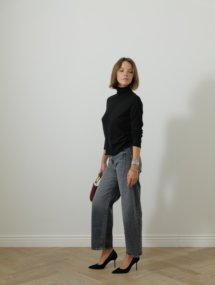 Col roulé manches longues - Noir - Majestic Filatures