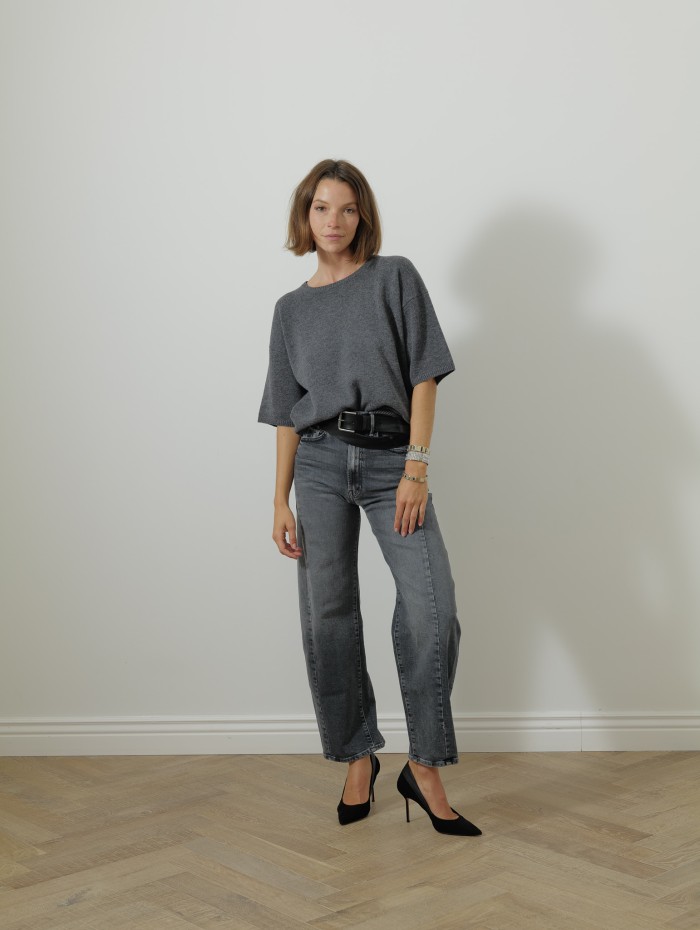 Pull col rond - Gris - Majestic filatures