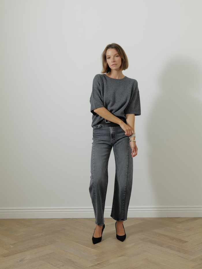 Pull col rond - Gris - Majestic filatures