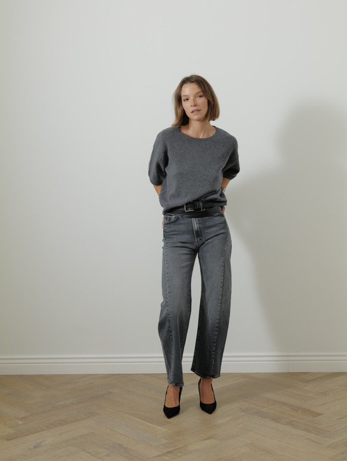 Pull col rond - Gris - Majestic filatures
