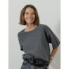Pull col rond - Gris - Majestic filatures