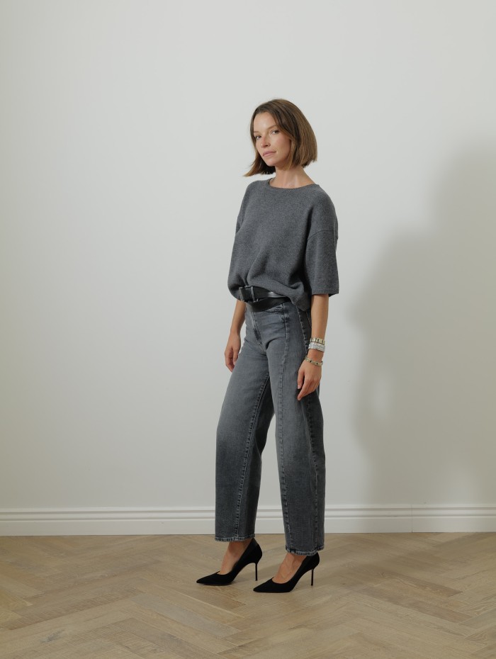 Pull col rond - Gris - Majestic filatures