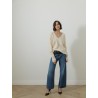 Pull col v - Blanc cassé - Majestic filatures
