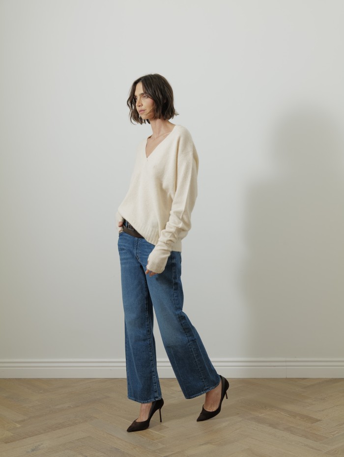 Pull col v - Blanc cassé - Majestic filatures