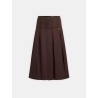 Jupe midi marron - Belted pleated - Patou