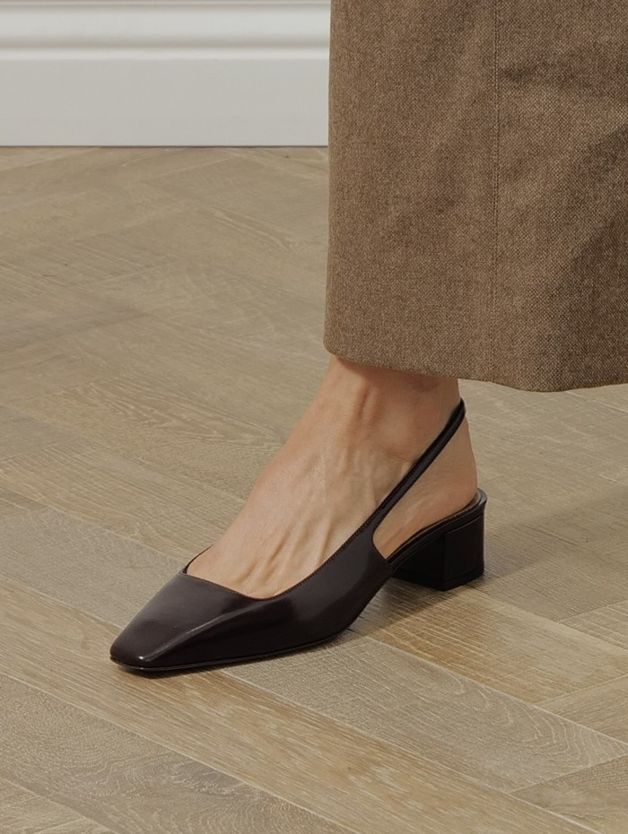 Ballerines à talons bordeaux Ginza Sling 35 - Aquazzura - Mademoiselle Pearl