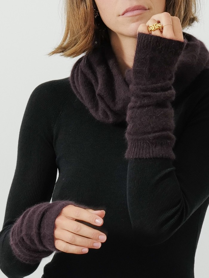 Mitaines longues - Aubergine - Majestic Filatures