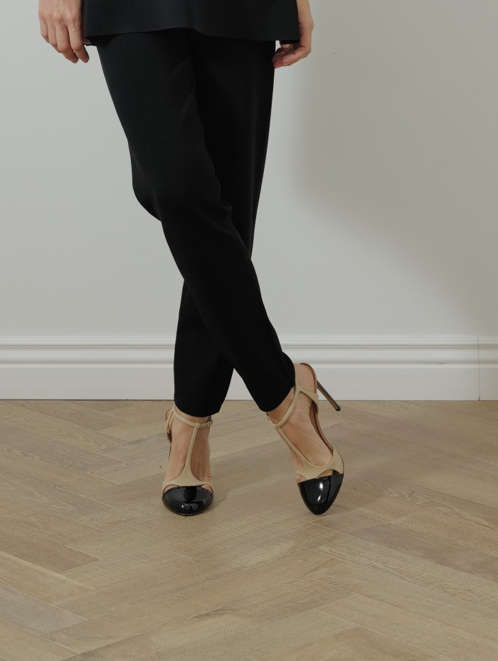 Escarpin beige et noir - Salome Patent - Francesco Russo - Mademoiselle Pearl
