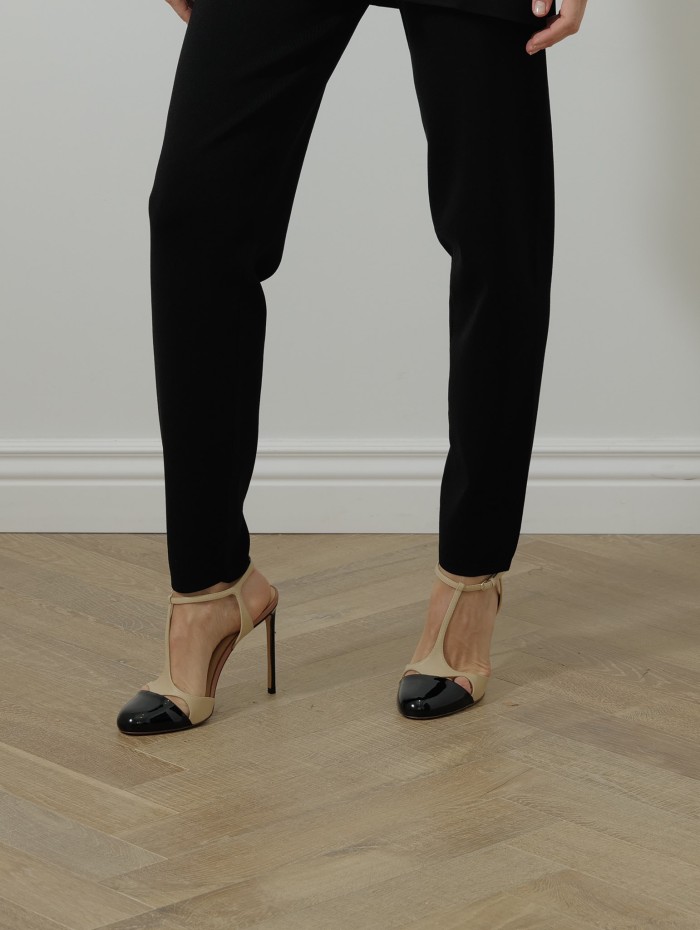 Escarpin beige et noir - Salome Patent - Francesco Russo - Mademoiselle Pearl