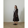 Jupe midi marron - Belted pleated - Patou