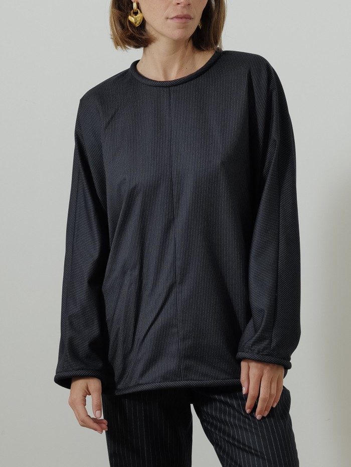 Blouse col rond - Fines rayures - Maison Rabih Kayrouz