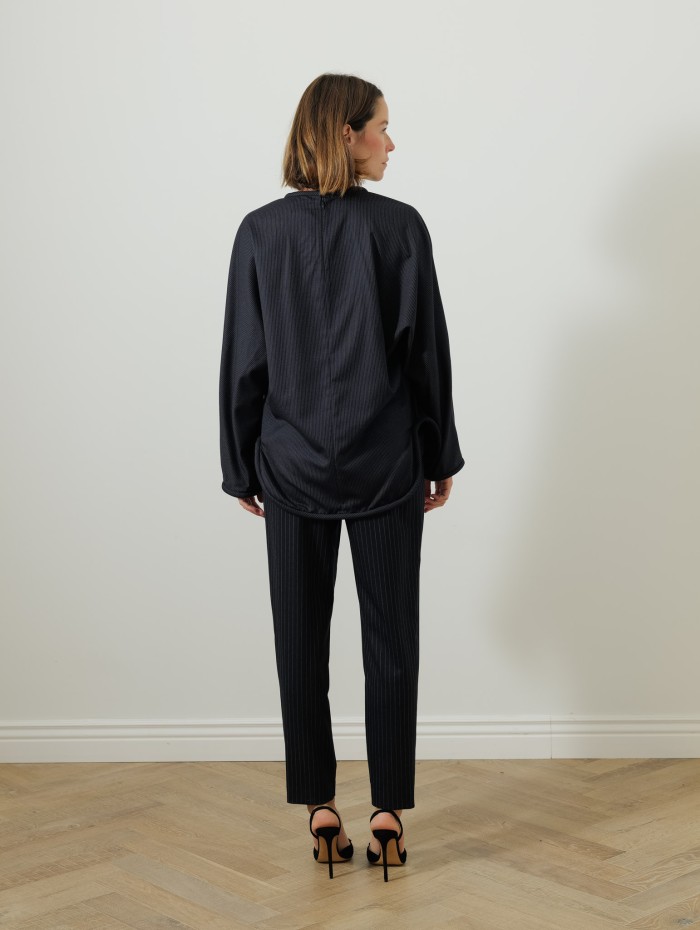 Blouse col rond - Fines rayures - Maison Rabih Kayrouz