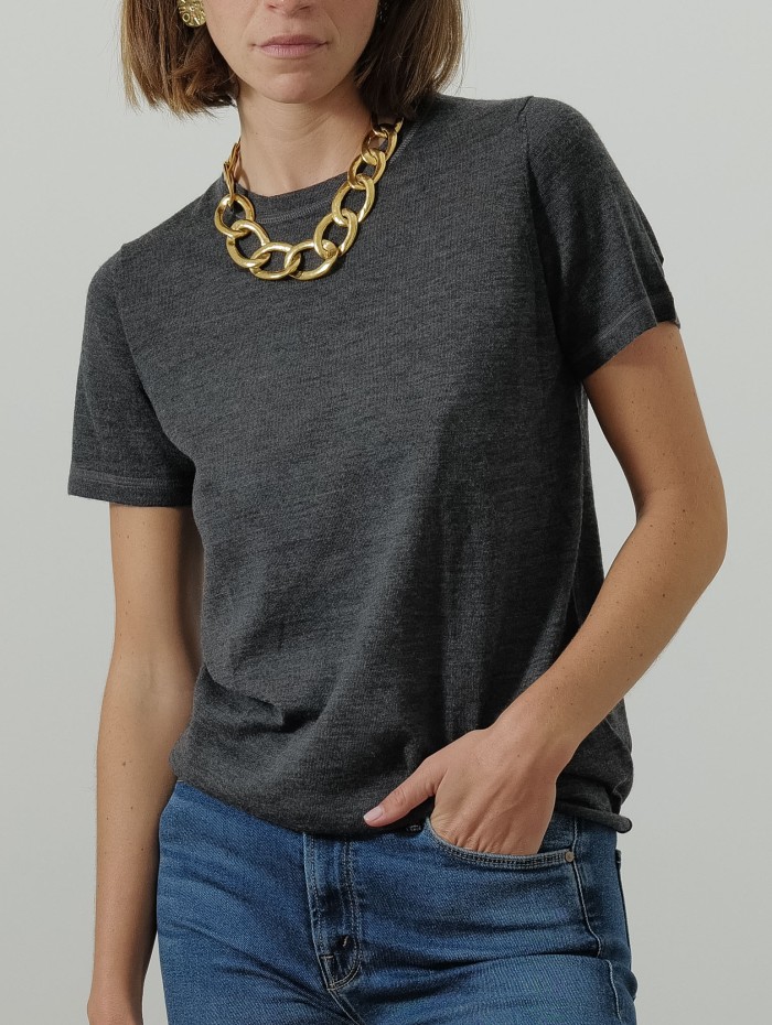 T-shirt col rond - Laine mérinos - Majestic Filatures