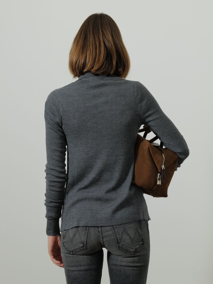 Gilet droit côtelé - Gris - Majestic filatures