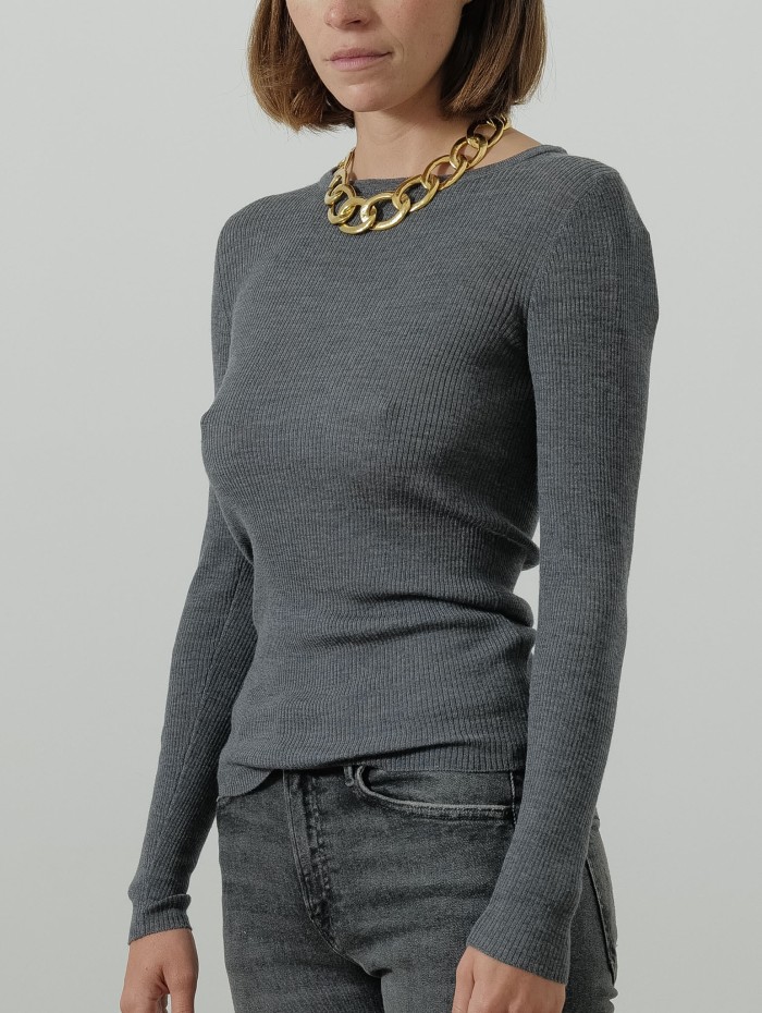 Pull à col rond - Maille fine - Majestic filatures