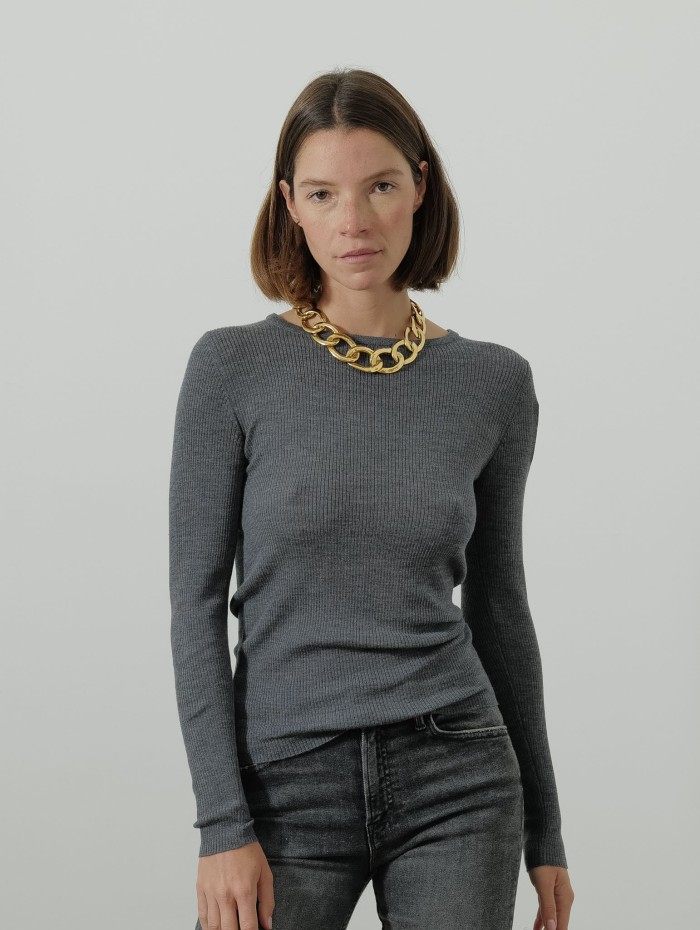 Pull à col rond - Maille fine - Majestic filatures