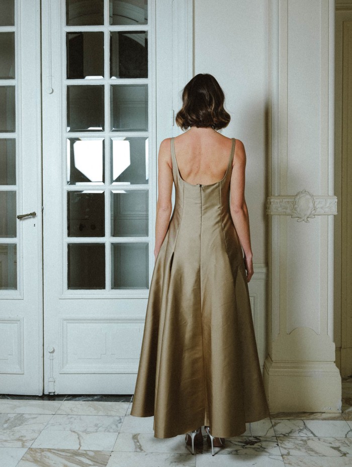 Robe - Square neckline taffetas