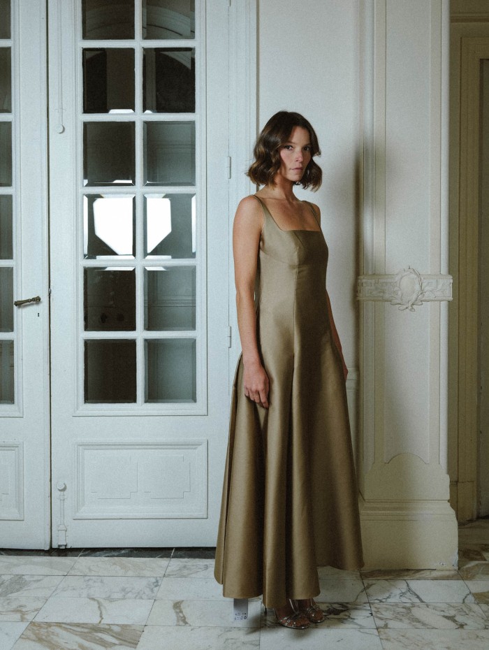 Robe - Square neckline taffetas