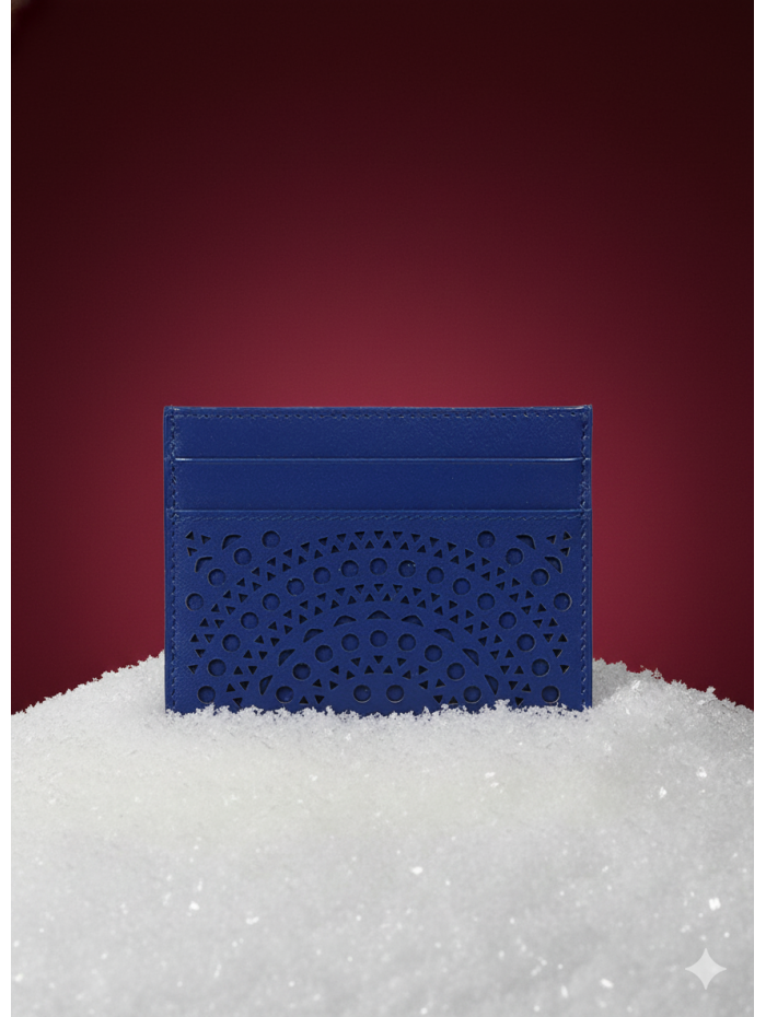 Alaïa - Porte cartes bleu ajouré