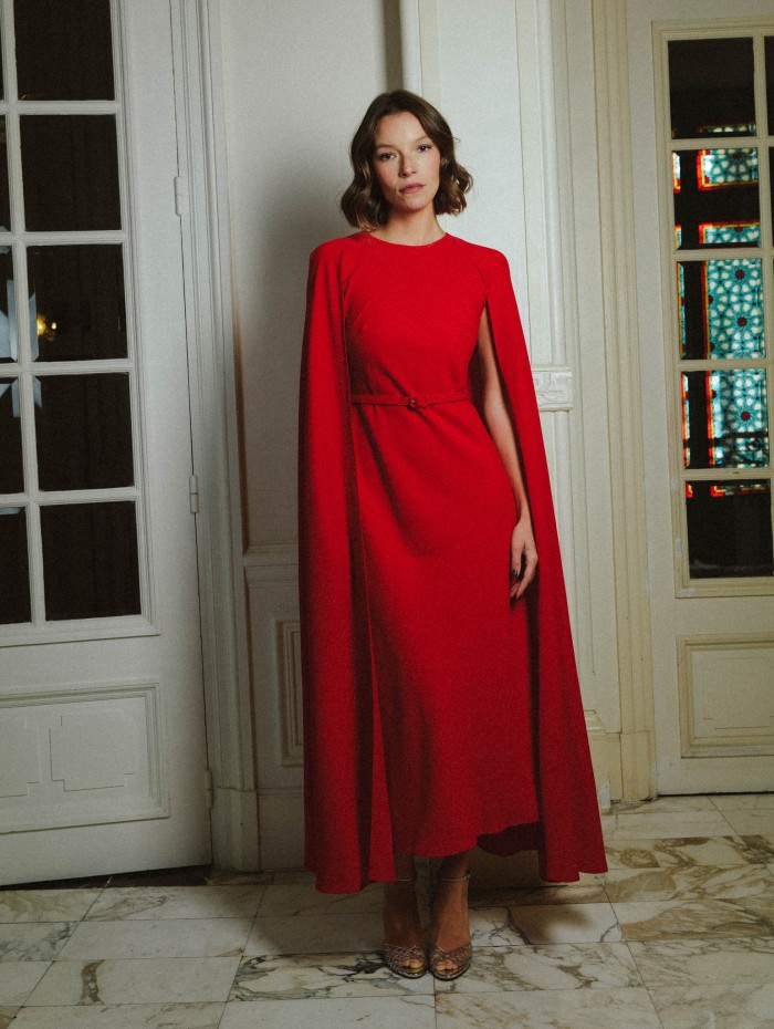 Robe longue cape - Cady léger - Rolland Mouret