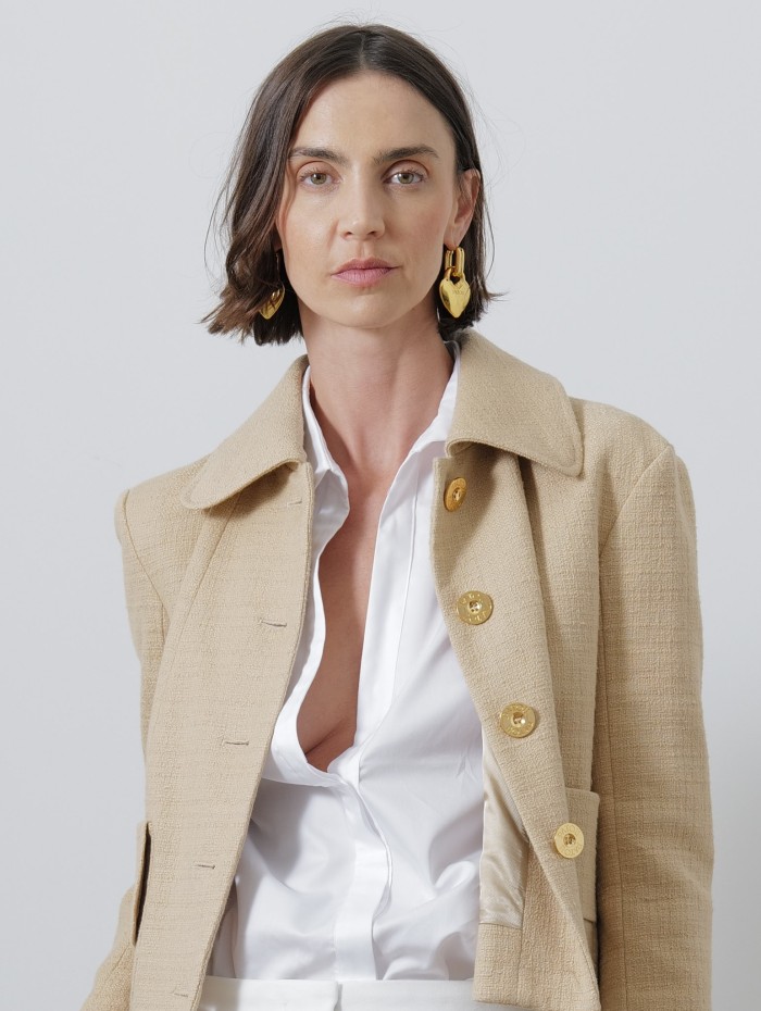 Boucles d'oreilles coeur dorées - Patou - Mademoiselle Pearl