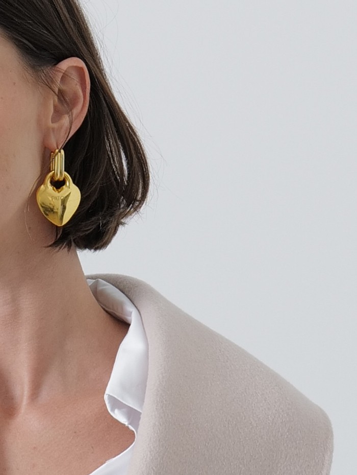 Boucles d'oreilles coeur dorées - Patou - Mademoiselle Pearl
