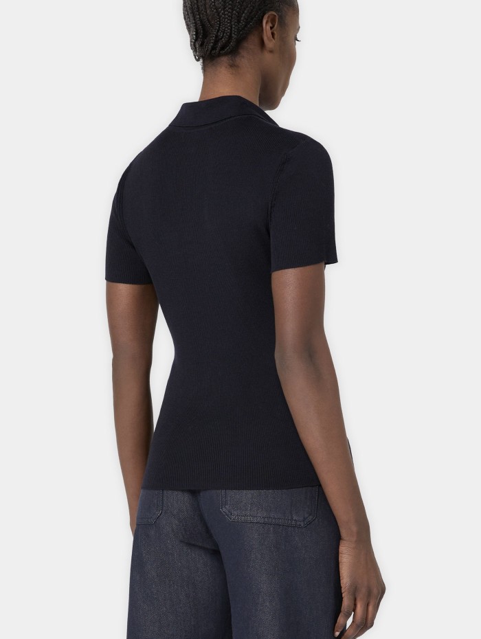 Polo noir en maille côtelée - Marlbero - Max mara