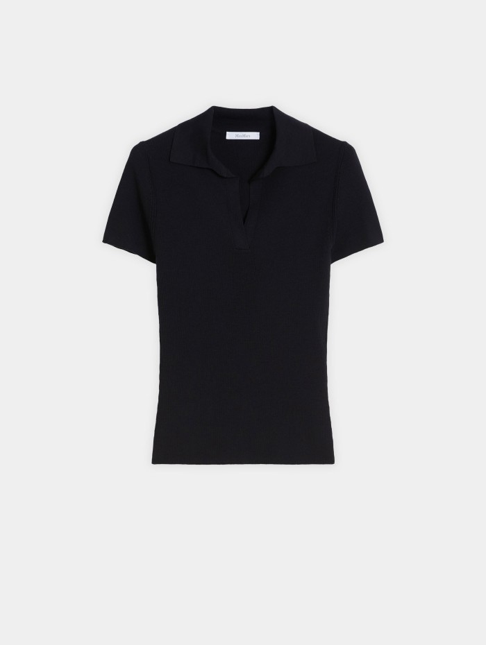 Polo noir en maille côtelée - Marlbero - Max mara