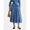 Jupe longue boutonnée en coton - Denim bleu - Patou