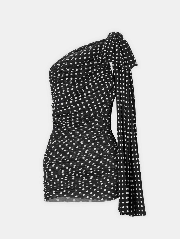 Robe une épaule - Noire et blanche - Patou