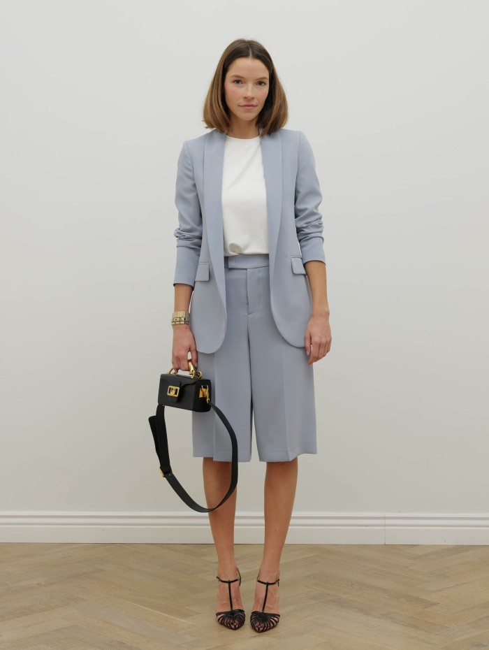 Blazer bleu gris fluide coupe droite – 26 Avenue