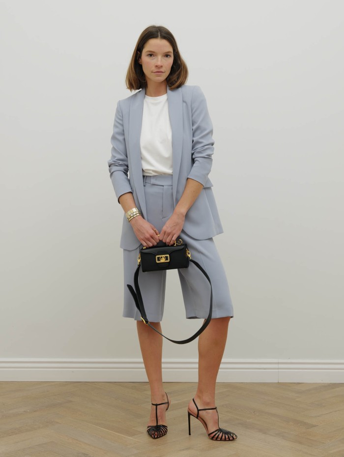 Blazer bleu gris fluide coupe droite – 26 Avenue