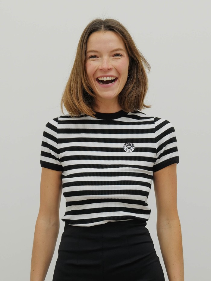 T-shirt côtelé rayé en coton - Rib - Patou