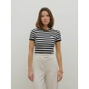 T-shirt côtelé rayé en coton - Rib - Patou