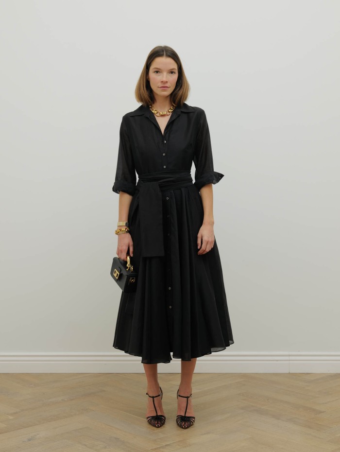 Robe chemise plissée - Noire - 26 Avenue