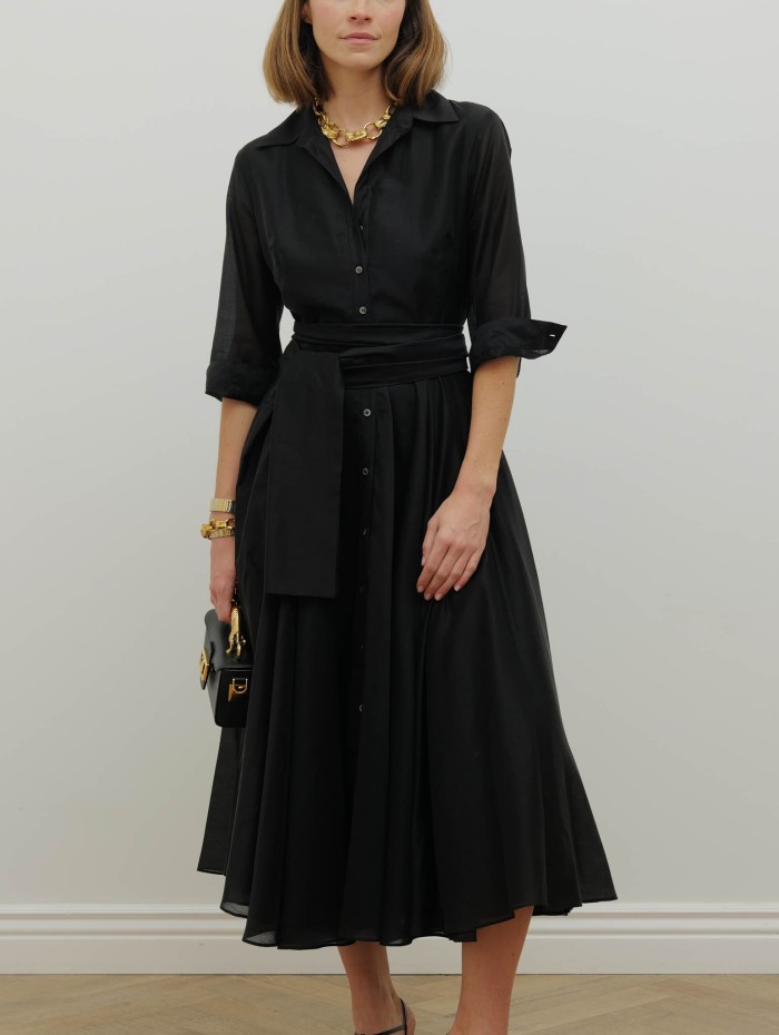 Robe chemise plissée - Noire - 26 Avenue