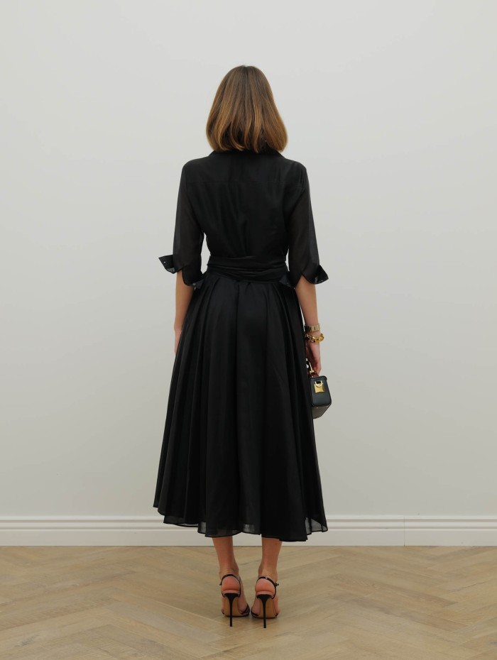 Robe chemise plissée - Noire - 26 Avenue