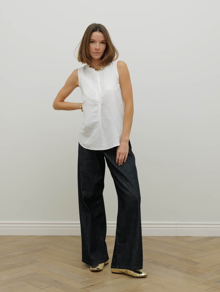 Blouse blanche fluide lin mélangé – 26 Avenue
