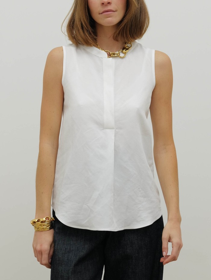 Blouse blanche fluide lin mélangé – 26 Avenue