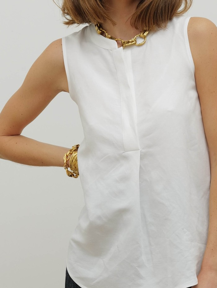 Blouse blanche fluide lin mélangé – 26 Avenue