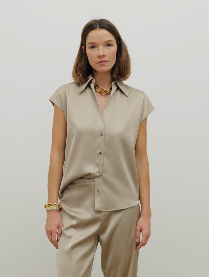 Chemise oversize satin sable – 26 Avenue