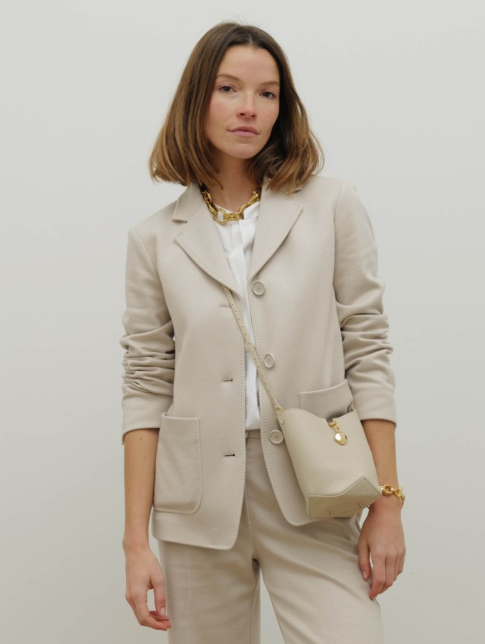 Sac seau en cuir grainé - Bucket bag with strap pm - Lanvin