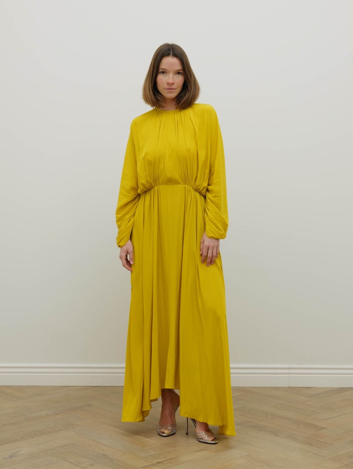 Robe jaune à fronces - Fitted waist midi dress - Lanvin