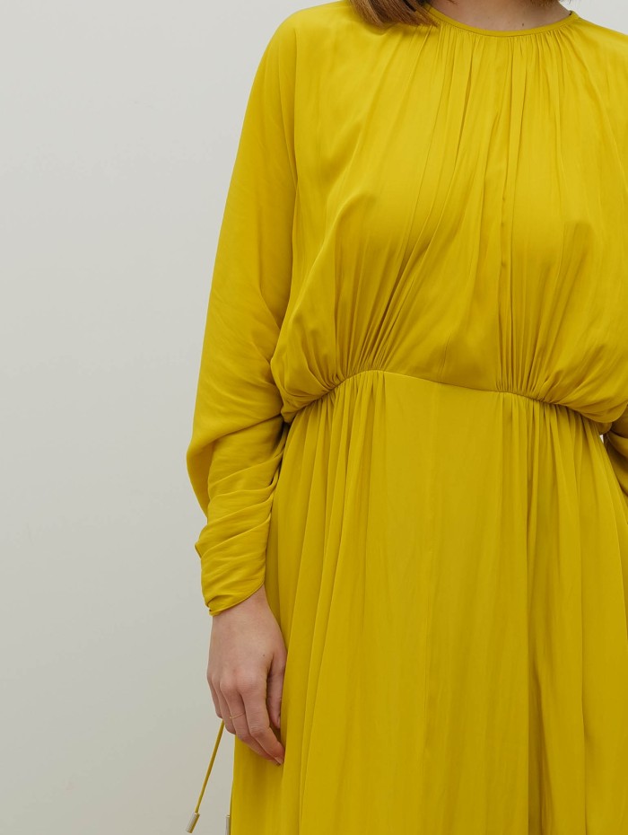 Robe jaune à fronces - Fitted waist midi dress - Lanvin