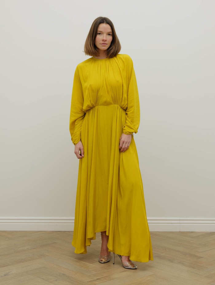 Robe jaune à fronces - Fitted waist midi dress - Lanvin
