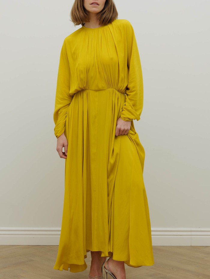 Robe jaune à fronces - Fitted waist midi dress - Lanvin