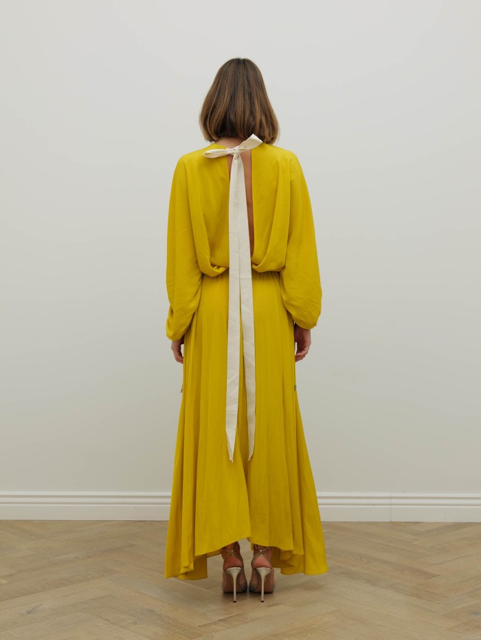 Robe jaune à fronces - Fitted waist midi dress - Lanvin