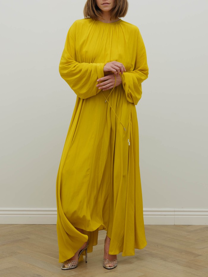 Robe jaune à fronces - Fitted waist midi dress - Lanvin