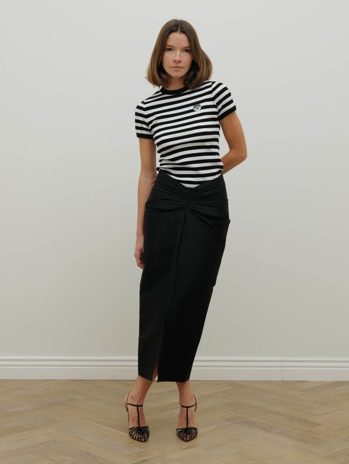 Jupe midi en jacquard - Draped belt skirt - Lanvin