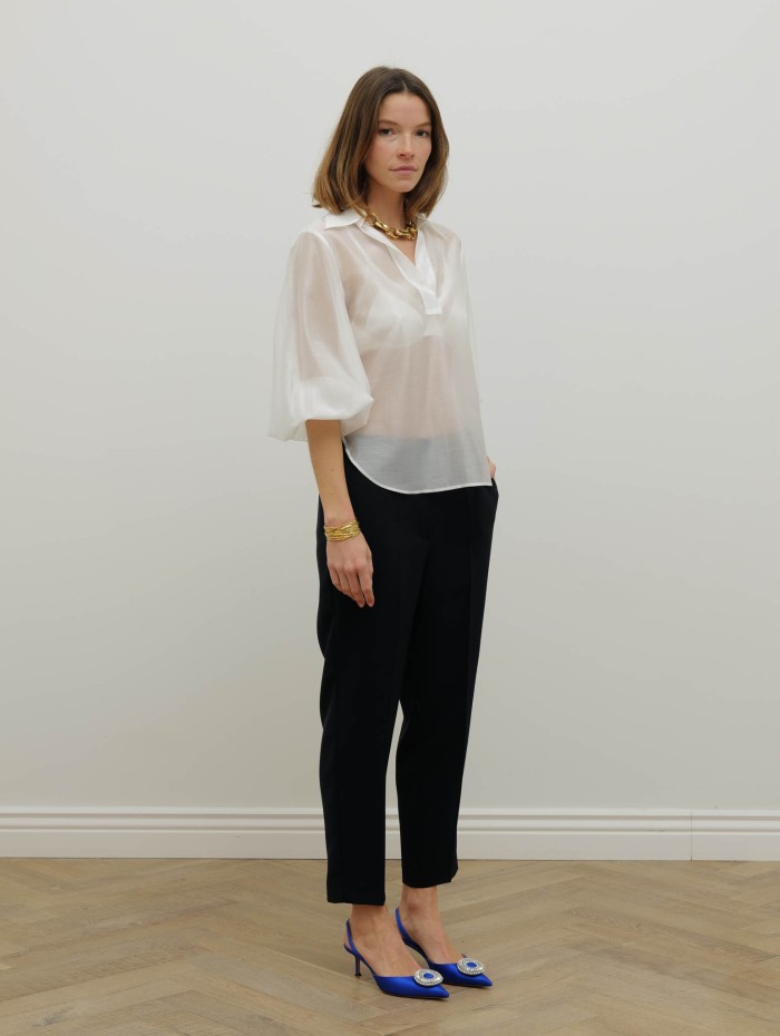 Pantalon bleu marine fluide coupe cigarette – 26 Avenue